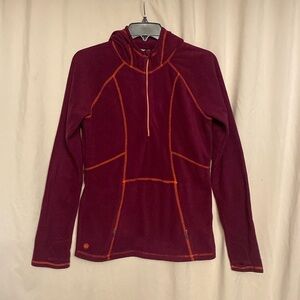 Athleta Sky High Polartec Hoodie, Size S, Color burgundy/Orange
